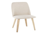 Contemporary Dining Chair in Natural Wood and Cream Fabric - Set of 2 B202P223680
