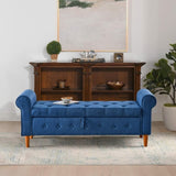 62" Bedroom Tufted Button Storage Bench, Modern Fabric Upholstered Ottoman, Window Bench, Rolled Arm W1853112514