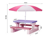 Kids Outdoor Table and Chair Sets with Removable Umbrella, Kids Picnic Table for Backyard Garden 09697987