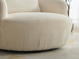 34.25 "Wide Upholstered Corduroy Metal Base 360&deg Swivel Barrel Soft Chair with Pillow, for Club, 21007779