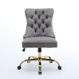 A&A Furniture Office Chair,Modern Velvet Upholstered Tufted Button Home Office Chair with Golden W1143P292468