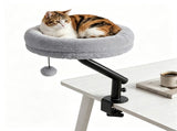 Gray ClampOn Desk Cat Bed Perch, 360&deg Rotatable Elevated Cat Bed with Removable Faux Fur Cover & 17317024