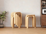 Stackable Bentwood Stool Set of 6, 18" Round Stacking Backless Nesting Stools, Anti-Slip Felt W3101P480684