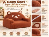 Kids Armchair Toddler Reading Sofa, Full Compression, Teddy Velvet Cute Brown Bear Shape Kids Sofa 13991023