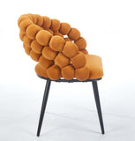 Orange Modern chair with golden color iron tube legs, soft cushions and comfortable W234P271318