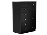 Black particleboard with a textured melamine finish, 66*40*131cm, 52 drawer cabinet, matte gold 82478082