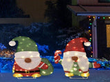 Set of 2 Lighted Gnome and Candy Cane Christmas Decorations, Pre-lit 2D Holiday Decor with 80 Warm 54892620