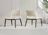 Modern minimalist white PU leather Dining Chairs Set of 2, comfortable backrest design, metal leg W1727P426736