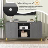 U-Can Modern TV Stand for TVs up to 55 Inches, Entertainment Center Media Console,Adjustable Shelf, N724P198517E