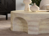 MgO Modern Minimalist Round Accent Coffee Table with Unique Arched Cutout Base, No Assembly W3081P440608