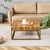 ZNTS Modern rectangular coffee table, dining table. MDF desktop with metal legs. Suitable for restaurants W1151119521