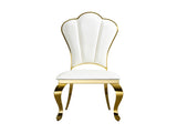 Dining Chairs Set of 2, Modern PU Leather Upholstered Chairs with Gold Stainless Steel Legs, Petal W2723P304375