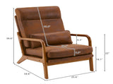 High Back Solid Wood Armrest Backrest Iron Frame Bronzing Cloth Indoor Leisure Chair Orange 41128051