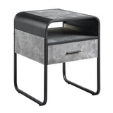 Raziela Concrete Gray & Black Finish End Table with Drawer B2726P244955