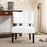 Blended Leather Tufted Accent Chair with Oversized Seating, Ivory T2574P164248