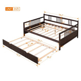 ZNTS Full Size Daybed Wood Bed with Twin Size Trundle,Espresso WF295131AAP