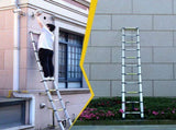Telescopic ladder, 9.5 foot aluminum button telescopic ladder with 2 triangular stabilizers and 92521596