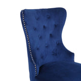 Erica 2 Piece Wood Legs Dinning Chair Finish with Velvet Fabric in Blue 808857565570