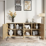 Mid-Century Modern Sideboard 63" - 5 Support Legs & 4 Adjustable Shelves - Entryway or Living Room T3833P366655