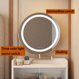 3 in 1 Vanity Desk With mirror and light ,Small makeup vanity set with charging station, With 2 W1321P243134
