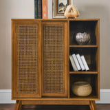 Mid Century Modern Rattan Sideboard Cabinet, Buffet Cabinet for Entryway Hallway Living Room Kitchen W1801P195620