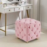 Pink Modern Velvet Upholstered Ottoman, Exquisite Small End Table, Soft Foot Stool,Dressing Makeup W1170103513