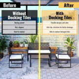 30 PCS Interlocking Deck Tiles Checker Pattern, 12" x 12" Square Light Gray Acacia Hardwood Outdoor W2391P288857