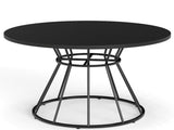 Black 47" Round Dining Table , Family-Sized for 4-6 People, Hourglass Metal Base & Curved Tabletop 58412360