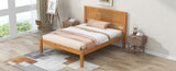 Platform Bed Frame with Headboard , Wood Slat Support , No Box Spring Needed ,Twin,Oak WF212811AAN