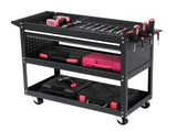 3-Tier Rolling Tool Cart, Metal Heavy Duty Utility Cart on Wheels with Pegboard & Drawer & 4 Hooks, 63239544