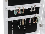 Non Full Mirror Wooden Wall Mounted 4-Layer Shelf 6 Drawers 8 Blue LED Light Jewelry Storage Mirror 29202474