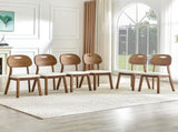 2 walnut colored solid wood dining chairs, white PU soft seat cushions, hollowed out backrests, and W1151P455539