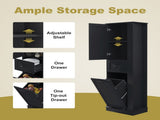 Modern Tall Storage Cabinet Tilt-Out Compartment, Adjustable Shelves, 80LBS Capacity, Soft-Close 68642054