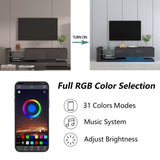 TV Console with Storage Cabinets, Full RGB Color 31 Modes Changing Lights Remote RGB LED TV Stand, W1701105064