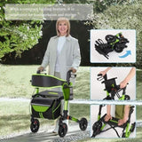 Rollator Walker for Seniors, Lightweight Foldable All Terrain Rolling Walker with seat, Aluminum T3815P363146