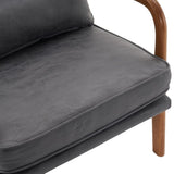 ZNTS Oak Armrest Oak Upholstered Bronzing Cloth Single Lounge Chair Indoor Lounge Chair Dark Grey 30079338