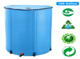 100 Gallon Folding Rain Barrel Water Collector Blue 54997231