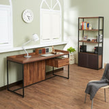 Walnut and Sandy Black 1-Drawer Writing Desk B062P215486