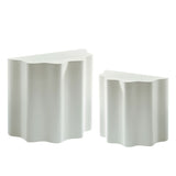 2PCS Set Side Table,Wavy Edges Design Fiberglass Coffee Table for Living Room,Bedroom,Modern Design W2582P313972