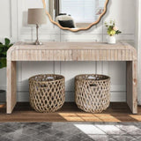 59'' Vintage Crafted Entryway Table,Two Hidden Handle Drawers,Farmhouse Console Table ,Easy W1445P214058