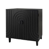 Modern Black Wood Storage Cabinet with Decorative Door, 30in Accent Sideboard for Living Room, W2729P239175