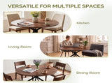 42" Round Dining Table for 4 Persons, Melamine MDF Tabletop & Black Metal Cross Legs, Walnut 95546707