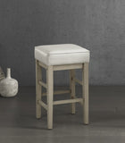 Transitional White Faux Leather Seat 24-inch Counter Height Stools Set of 2, White Finish Solid Wood B011P232132