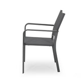 Outdoor Modern Aluminum Dining Chair with Mesh Seat , Gun Metal Gray and Dark Gray 66800.00GRY