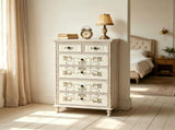 () 6-Drawer Carved Chest of Drawers P2 MDF and Solid Wood Leg Drawer Cabinet 16188313