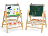 Kids Art Easel - Whiteboard/BlackboardPaper Roll, 5-Gear Height , NatureGrey 60264452