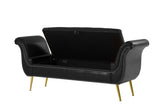 ZNTS Black, PU Leather, Metal Feet Upholstered Ottoman Bedroom Lounge Ottoman Flip Top Storage Sofa Bench 30930890