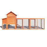 ZNTS 122＂Large Wooden Chicken Coop,Outdoor Hen House with Nest Box ,Wire Fence Poultry Cage W773109910