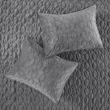 3 Piece Velvet Quilt Set Grey Full/Queen B03597475