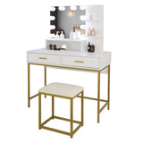 ZNTS Large Vanity Set with 10 LED Bulbs, Makeup Table with Cushioned Stool, 3 Storage Shelves 2 Drawers, 23103945